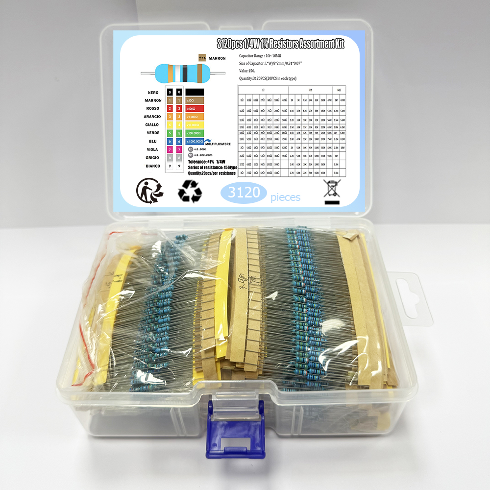 Diy Electronics Components Kit - 3120pcs 156 Value 1/4 Watt Metal