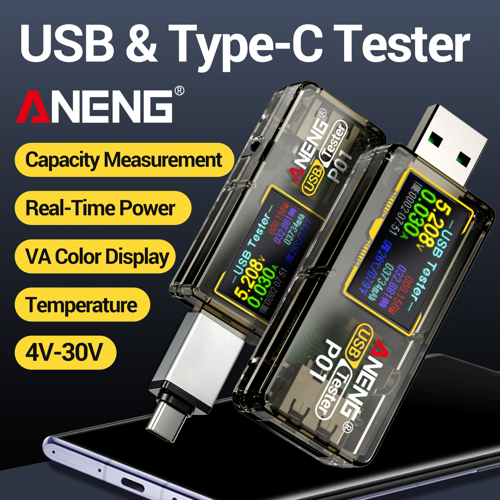 Logic Analyzer Usb - ANENG P01 USB Type C Tester