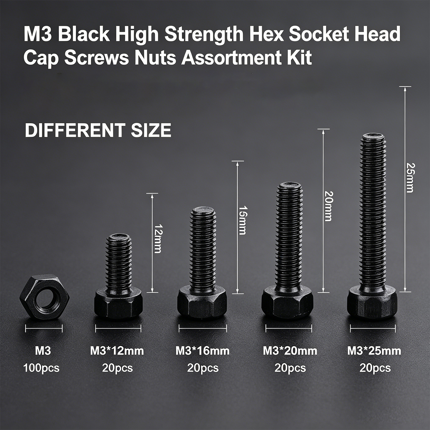 M3 Black Hex Socket Head Cap S - مراجعة Diy Electronics Components Kit وسعره