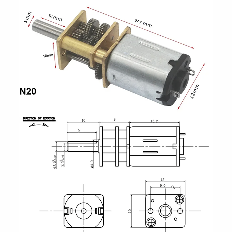 6V 12V 15-6000RPM GA12-N20 DC  - مراجعة Diy Electronics Motor وسعره