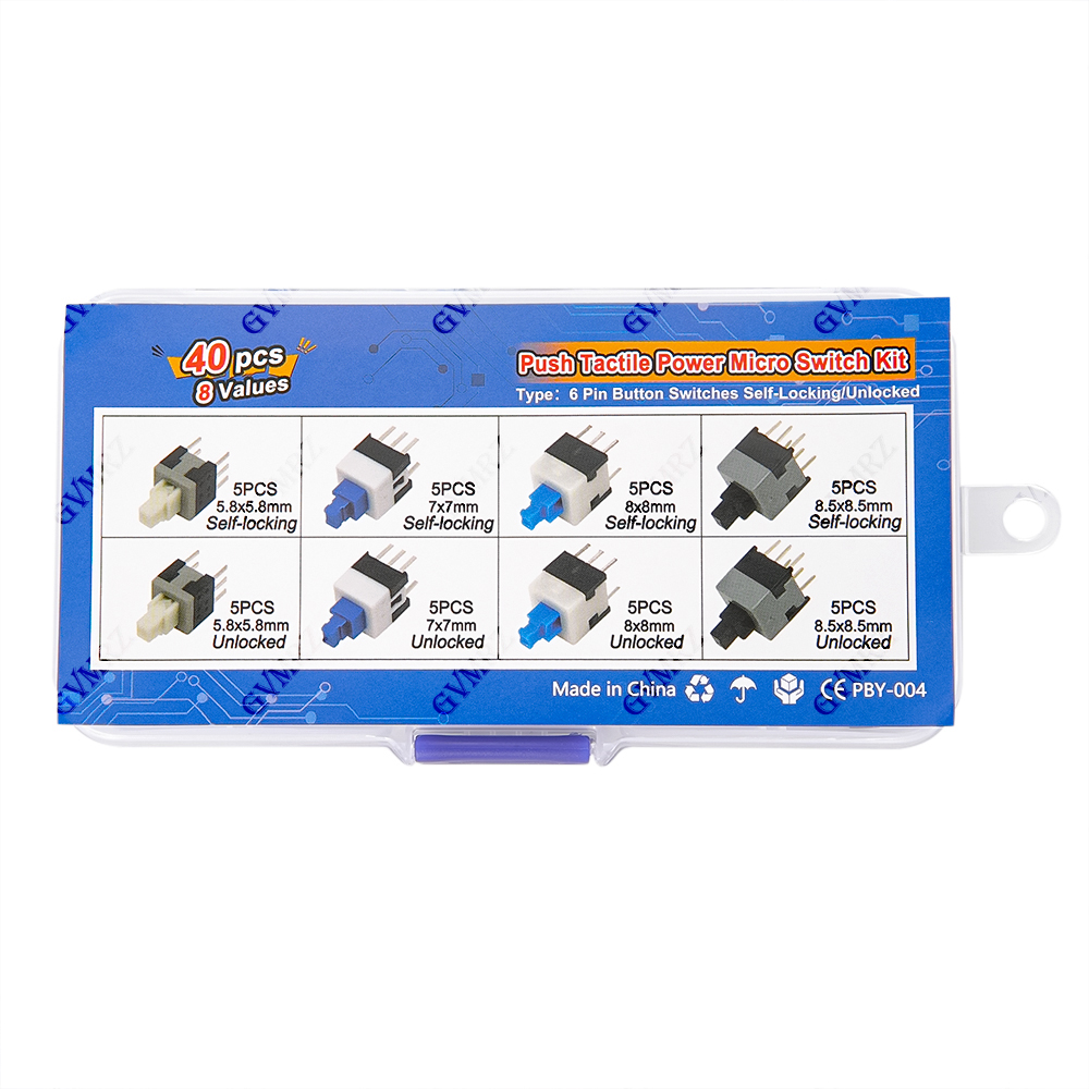 40PCS 8Values Push Tactile Mic - مراجعة Diy Home Electronics وسعره