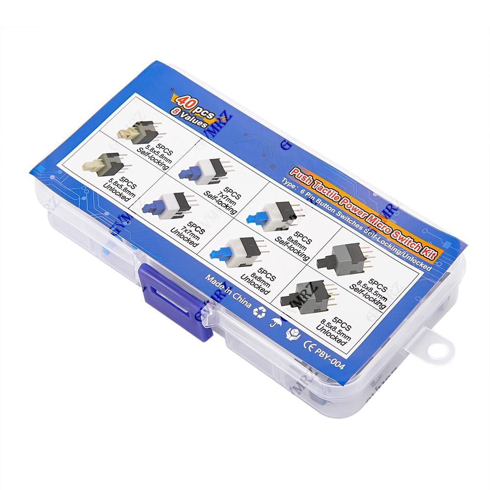40PCS 8Values Push Tactile Mic - مراجعة Diy Home Electronics وسعره