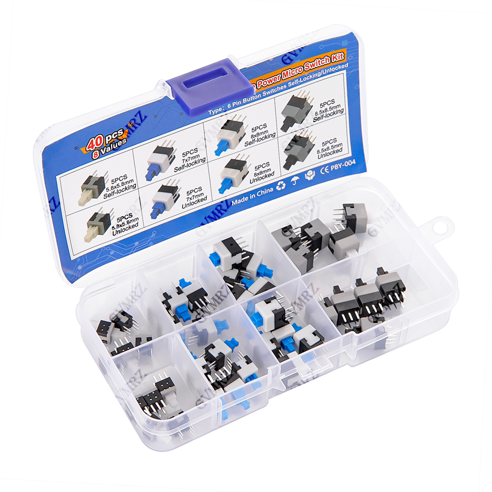 40PCS 8Values Push Tactile Mic - مراجعة Diy Home Electronics وسعره