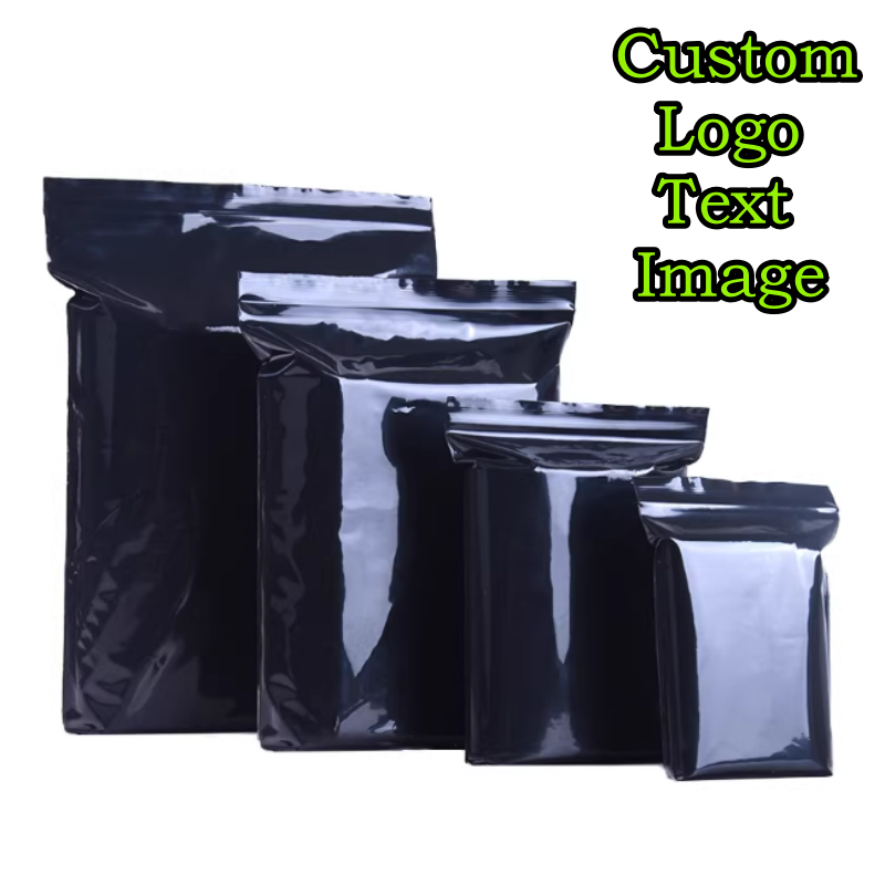 100PCS Black PE Plastic Ziploc - مراجعة Diy Electronics Logo وسعره
