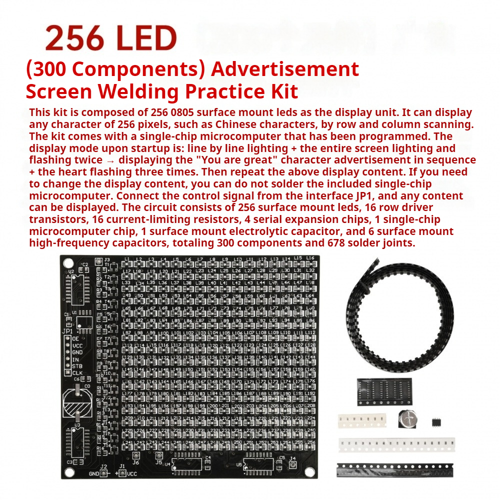 64/256 LED SMD Dot Matrix Adve - مراجعة Diy Electronics Components Kit وسعره
